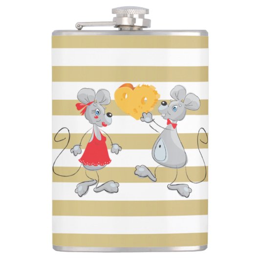 可愛予測できないお洒落マウスストライプズ フラスク (正面)