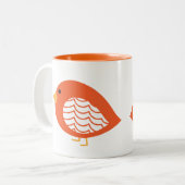 可愛予測できないオレンジの鳥二色コーヒーマグ ツートーンマグカップ (正面左)