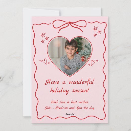 可愛予測できないドードルカスタムクリスマスの二枚ピンク シーズンカード (裏面)