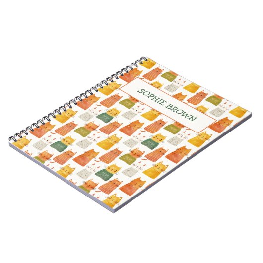 可愛予測できない名前の猫パターン ノートブック (左側)