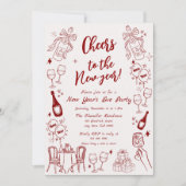 可愛予測できない新年のイブパーティー 招待状 (正面)