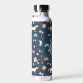 可愛予測できない犬のレインボーパタンパーソナライズされたブルー ウォーターボトル (右面)