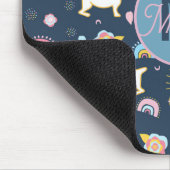 可愛予測できない犬のレインボーパタンパーソナライズされたブルー マウスパッド (コーナー)