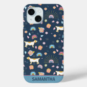 可愛予測できない犬のレインボーパタンパーソナライズされたブルー Case-Mate iPhoneケース (裏面)