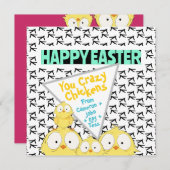 可愛予測できない「ハッピーイースターよ熱狂するひよこ」 | シーズンカード (正面/裏面)