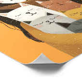 可愛予測できな熱狂するい猫の黄色い猫の女性 ポスター (角)