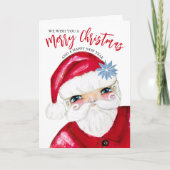 可愛伝統的いサンタお目出し聖降誕祭 カード (正面)