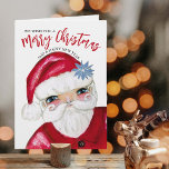 可愛伝統的いサンタお目出し聖降誕祭 カード<br><div class="desc">この可愛い私たちはメリークリスマスのグリーティングカードは私の手の絵を描クラシックサンタブルーのポインセチアとアクセント赤と白を備えている。私のフェスティバル伝統的サンタとポインセチアのパターンは背面にある。この文字は製品ページで完全に編集可能である。</div>