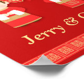 可愛伝統的い中国のカップル結婚の装飾 ポスター (角)