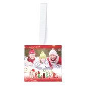 可愛信じいクリスマスタイポグラフィ4写真 キューブオーナメント (正面)