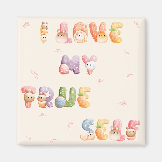 可愛前向きいやる気を起こさせる |正方形マグネット マグネット (正面)