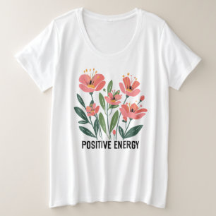 可愛前向きいエ感動的ネルギー語アート プラスサイズTシャツ