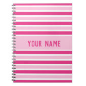 可愛名門私立校風のいピンクと白ストライプの名前 ノートブック (正面)