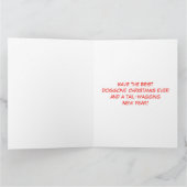 可愛図解入りの、写真付きのい子犬とクリスマスツリー カード (内部)