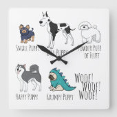 可愛図解入りの、写真付きのい子犬の詩トイレ スクエア壁時計 (正面)