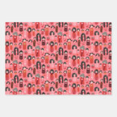 可愛図解入りの、写真付きのい日本のこけしセット ラッピングペーパーシート (正面2)