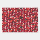 可愛図解入りの、写真付きのい日本のこけしセット ラッピングペーパーシート (正面)