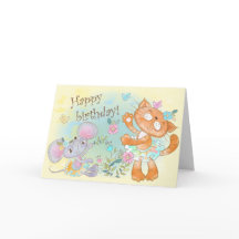 可愛図解入りの、写真付きのい猫とマウスハッピーバースデー