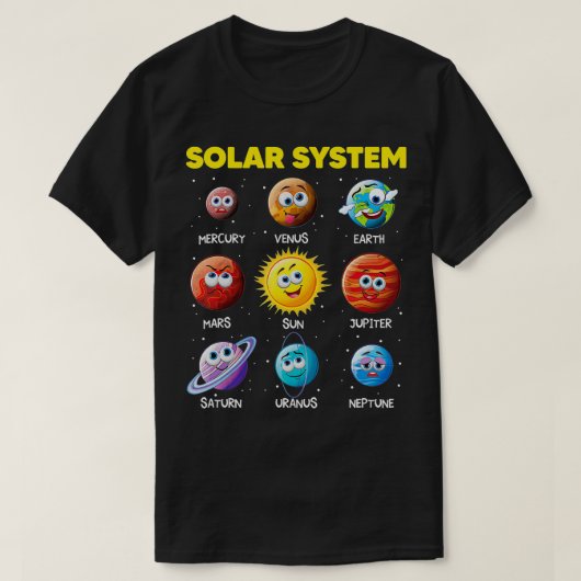 可愛太陽のいおもしろい顔宇宙学 Tシャツ (デザイン正面)