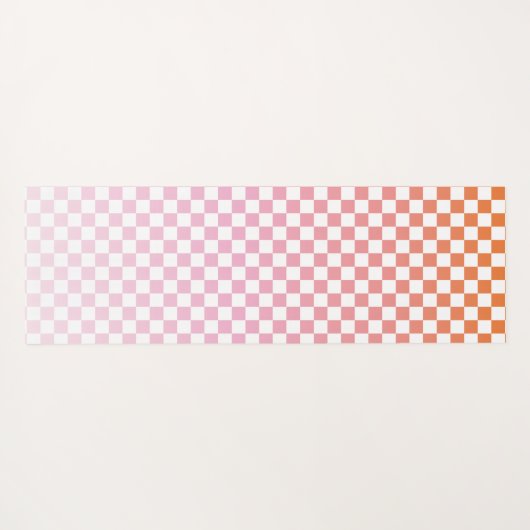 可愛市松模様にいピンクのオレンジ ヨガマット (裏面(横))