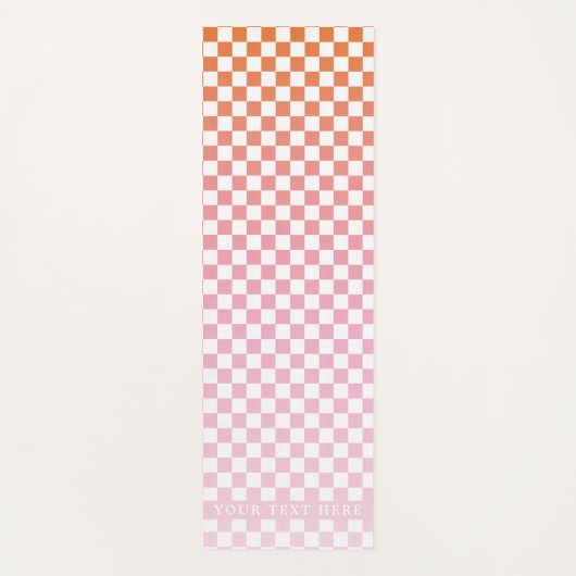 可愛市松模様にいピンクのオレンジ ヨガマット (正面)