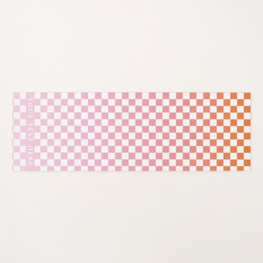 可愛市松模様にいピンクのオレンジ ヨガマット (正面(横))
