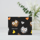 可愛市松模様にいフクロウ柄 ポストカード (スタンド正面)