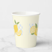 可愛市松模様にい新夏レモン 紙コップ (左)
