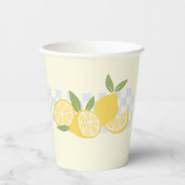 可愛市松模様にい新夏レモン 紙コップ (正面)