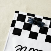 可愛市松模様にい黒白名前をカスタムする ビーチタオル (インサイチュ)
