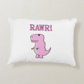 可愛怒いピンクの漫画Tレックス恐竜 アクセントクッション (裏面)