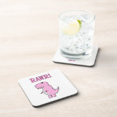 可愛怒いピンクの漫画Tレックス恐竜 コースター (右側)