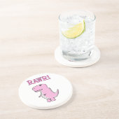 可愛怒いピンクの漫画Tレックス恐竜 コースター (側面)