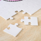 可愛怒いピンクの漫画Tレックス恐竜 ジグソーパズル (側面)