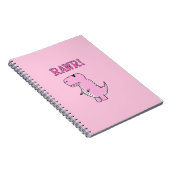 可愛怒いピンクの漫画Tレックス恐竜 ノートブック (右側)