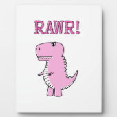 可愛怒いピンクの漫画Tレックス恐竜 フォトプラーク (正面)
