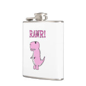 可愛怒いピンクの漫画Tレックス恐竜 フラスク (左)