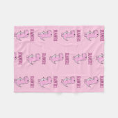 可愛怒いピンクの漫画Tレックス恐竜 フリースブランケット (正面(横))