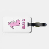 可愛怒いピンクの漫画Tレックス恐竜 ラゲッジタグ (裏面横)