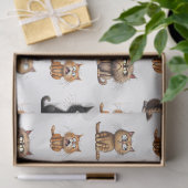 可愛怒い不機嫌黒猫・グレー猫・ブラウン猫 薄葉紙 (ギフト)