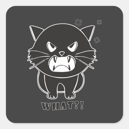 可愛怒い猫が何を鳴らす。 スクエアシール (正面)