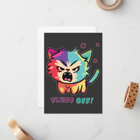 可愛怒い猫が毛羽立つ。 ノートカード (正面/裏面インサイチュ)