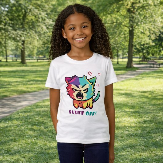 可愛怒い猫が毛羽立つ。 Tシャツ