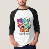 可愛怒い猫が毛羽立つ。 Tシャツ (正面)