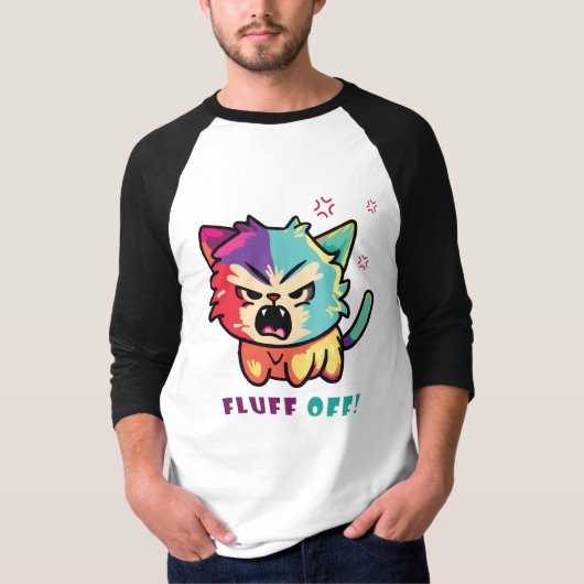 可愛怒い猫が毛羽立つ。 Tシャツ (正面)