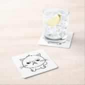 可愛怒い猫が鳴く。 スクエアペーパーコースター (インサイチュ)