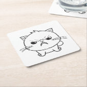 可愛怒い猫が鳴く。 スクエアペーパーコースター (アングル)