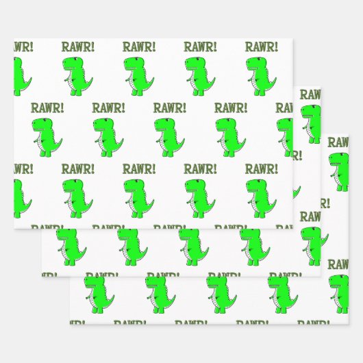 可愛怒いTレックスディノRAWR ラッピングペーパーシート (セット)