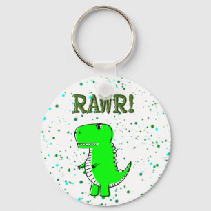 可愛怒いTレックスRAWR絵を描(ばちゃばちゃ)跳ねる キーホルダー