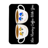 可愛恋しく思いコーヒーカップでコーヒーを飲むの マグネット (縦)